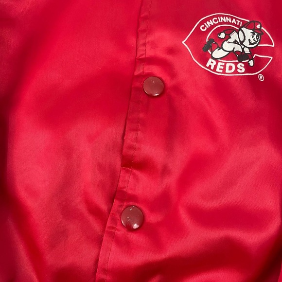 VTG Locker Line Cincinnati Reds Satin Bomber Jacket Red Toddler Size 3 90s - Picture 3 of 10